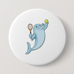 Badge Rond 7,6 Cm Dolphin at tennis
