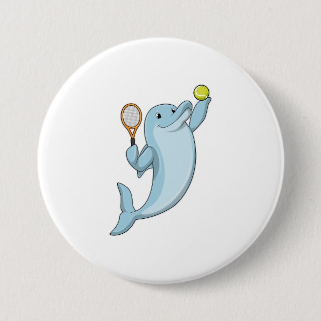 Badge Rond 7,6 Cm Dolphin at tennis (Devant)