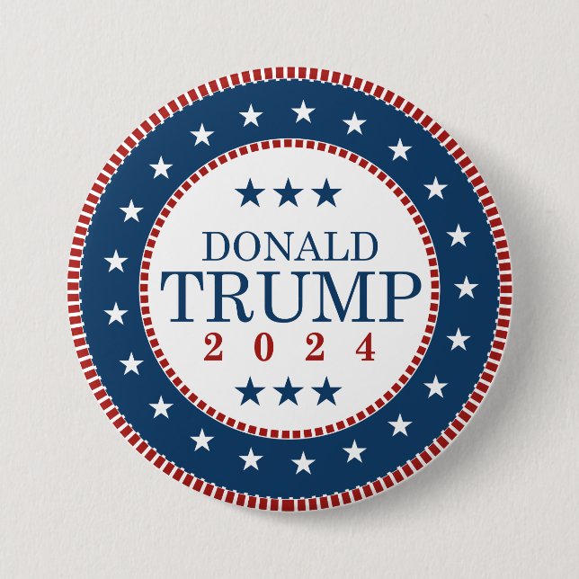 Badge Rond 7,6 Cm Donald Trump 2024 (Devant)