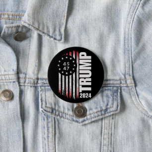 Badge Rond 7,6 Cm Donald Trump Élection 2024 Vote 45 47 Américain