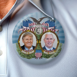 Badge Rond 7,6 Cm Donald Trump et Mike Pence Jugate Photo Design ble
