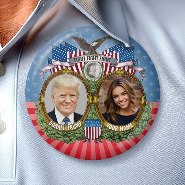 Badge Rond 7,6 Cm Donald Trump et votre photo - Gag Cadeau (Campaign Button)
