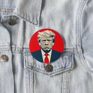 Badge Rond 7,6 Cm Donald Trump MAGA Red & Navy Car Magent
