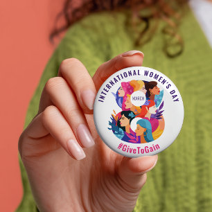 Badge Rond 7,6 Cm Donner pour Gagner   Journée internationale des fe