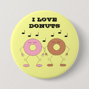 Badge Rond 7,6 Cm Donuts Jaunes Danseurs