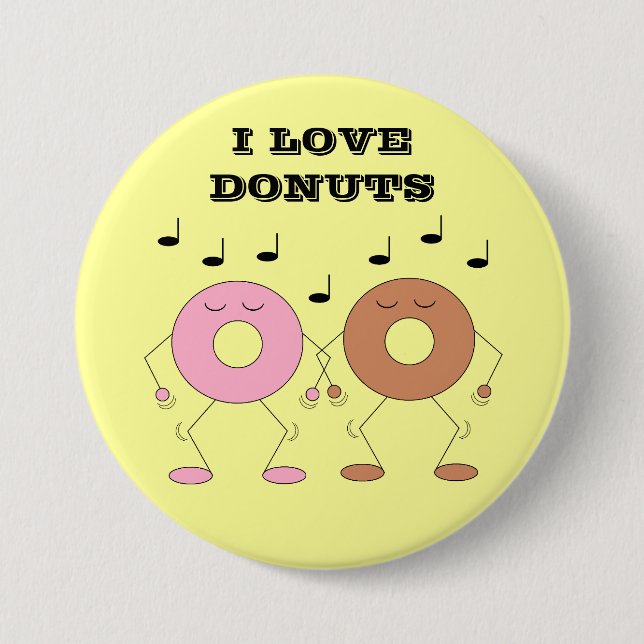 Badge Rond 7,6 Cm Donuts Jaunes Danseurs (Devant)