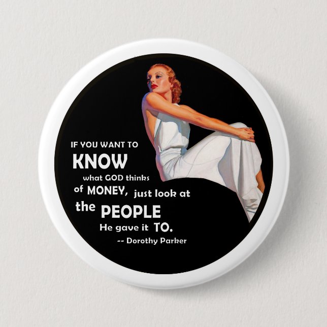 Badge Rond 7,6 Cm Dorothy Parker : Wit & Wisdom (Devant)