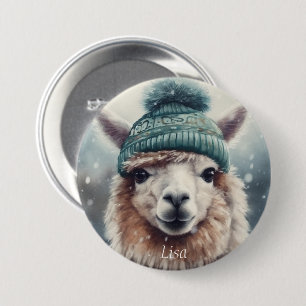 Badge Rond 7,6 Cm Douce Alpaca d'Hiver, personnalisé