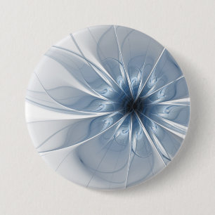 Badge Rond 7,6 Cm Doux et tendreté bleu fleur imaginaire fractal cu