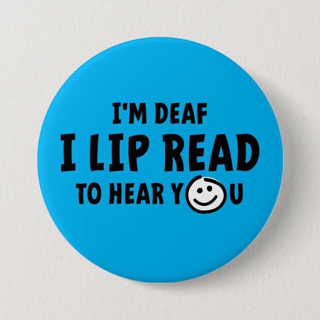 Badge Rond 7,6 Cm Doux, malentendants, sourds, langage gestuel (Devant)