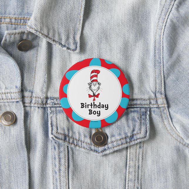 Badge Rond 7,6 Cm Dr. Seuss Chapeau Châtelain Garçon d'anniversaire (En situation)