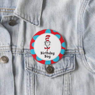 Badge Rond 7,6 Cm Dr. Seuss Chapeau Châtelain Garçon d'anniversaire