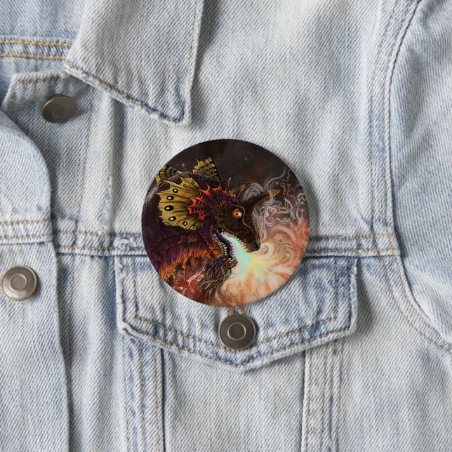 Badge Rond 7,6 Cm Dragon à crampons (En situation)