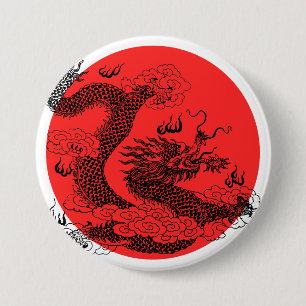 Badge Rond 7,6 Cm Dragon asiatique