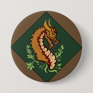 Badge Rond 7,6 Cm Dragon Brown stylisé