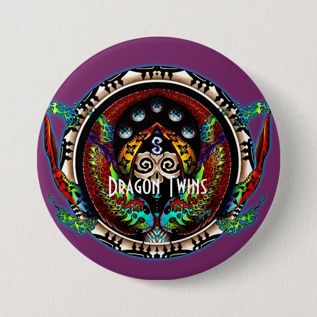 Badge Rond 7,6 Cm Dragon Twins (Devant)