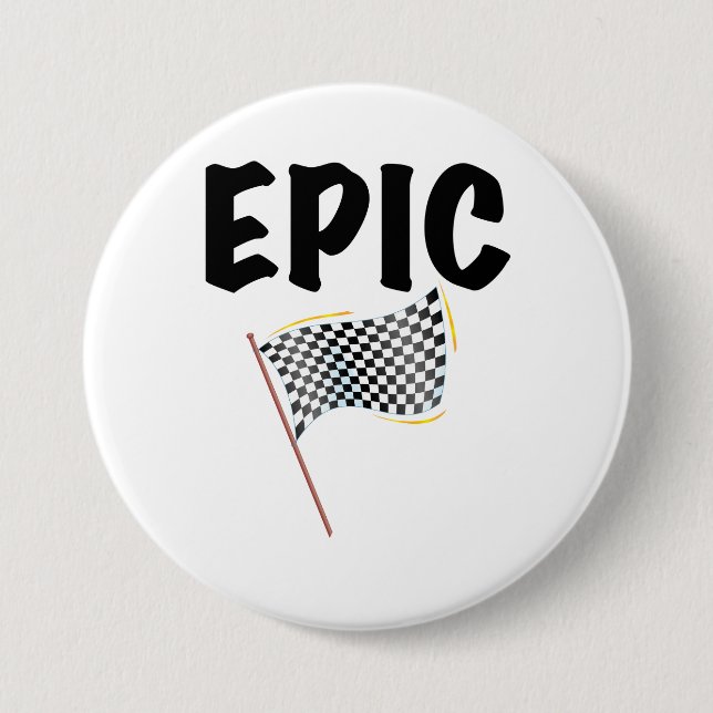 Badge Rond 7,6 Cm Drapeau à damier de ligne d'arrivée épique (Devant)