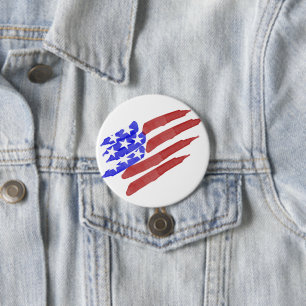 Badge Rond 7,6 Cm Drapeau américain aquarelle Jour de l'Indépendance