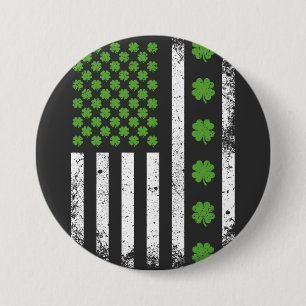 Badge Rond 7,6 Cm Drapeau américain avec rond shamrock