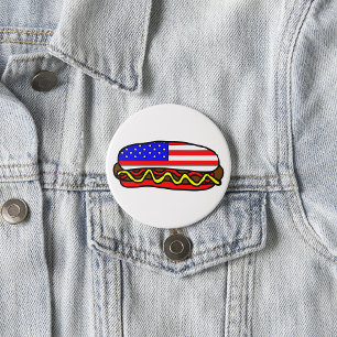 Badge Rond 7,6 Cm Drapeau américain patriotique Hot Dog