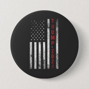 Badge Rond 7,6 Cm Drapeau américain Trump 2024 en détresse cadeau Vi