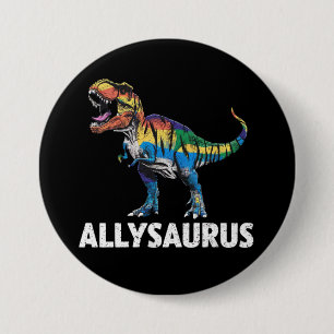 Badge Rond 7,6 Cm Drapeau arc-en-ciel de dinosaure LGBT Allysaurus A
