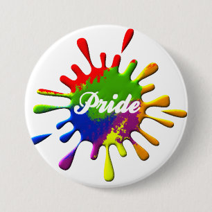 Badge Rond 7,6 Cm Drapeau arc-en-ciel de la fierté gay Splash Pride