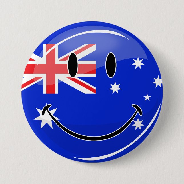 Badge Rond 7,6 Cm Drapeau australien souriant brillant (Devant)