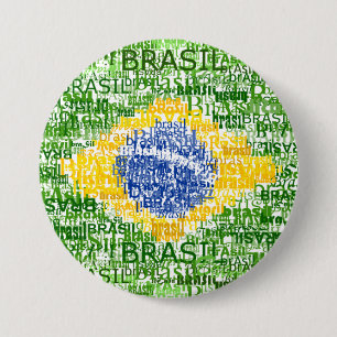 Badge Rond 7,6 Cm Drapeau brésilien - Brésil textuel