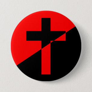 Badge Rond 7,6 Cm Drapeau Christian Socialism & Anarchism (Libératio