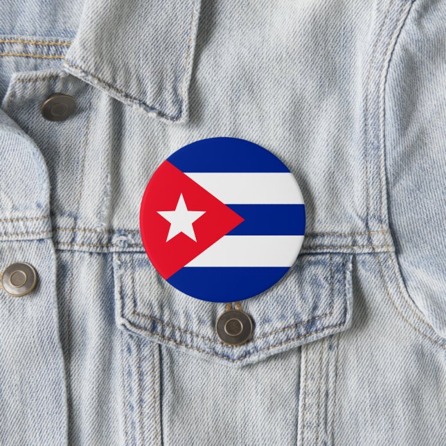 Badge Rond 7,6 Cm Drapeau Cuba (En situation)