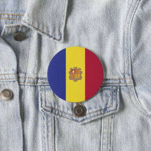 Badge Rond 7,6 Cm drapeau d'Andorre