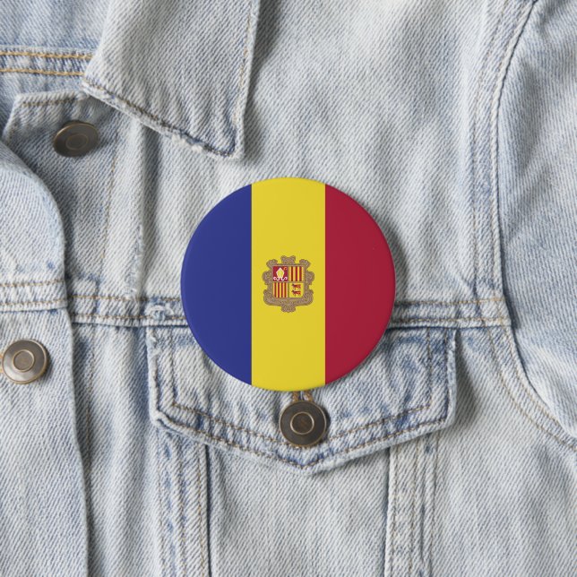 Badge Rond 7,6 Cm drapeau d'Andorre (En situation)