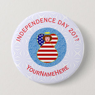 Badge Rond 7,6 Cm Drapeau d'ange personnalisé pour la fête de l'indé