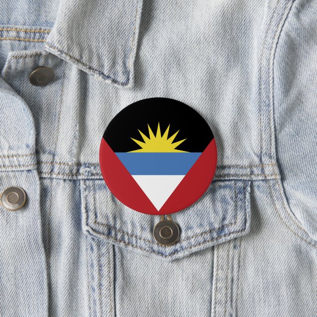 Badge Rond 7,6 Cm Drapeau d'Antigua-et-Barbuda (En situation)