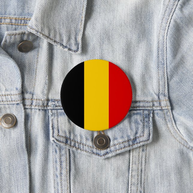 Badge Rond 7,6 Cm Drapeau de Belgique (En situation)