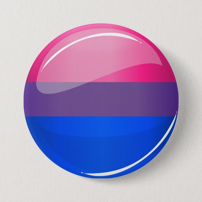 Badge Rond 7,6 Cm Drapeau de bisexualité ronde brillante (Devant)