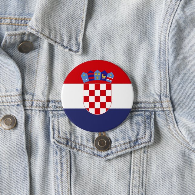 Badge Rond 7,6 Cm Drapeau de Croatie (En situation)