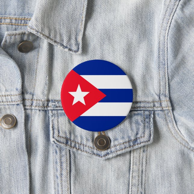 Badge Rond 7,6 Cm Drapeau de Cuba (En situation)
