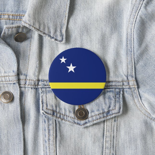 Badge Rond 7,6 Cm Drapeau de Curaçao (En situation)