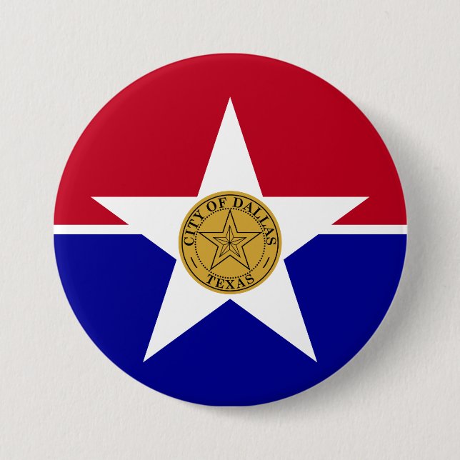Badge Rond 7,6 Cm Drapeau de Dallas (Texas) (Devant)