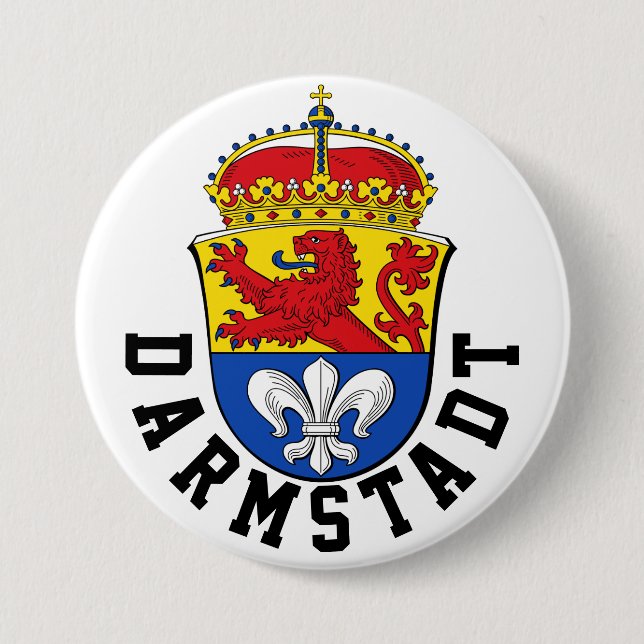 Badge Rond 7,6 Cm Drapeau de Darmstadt, Allemagne (Devant)