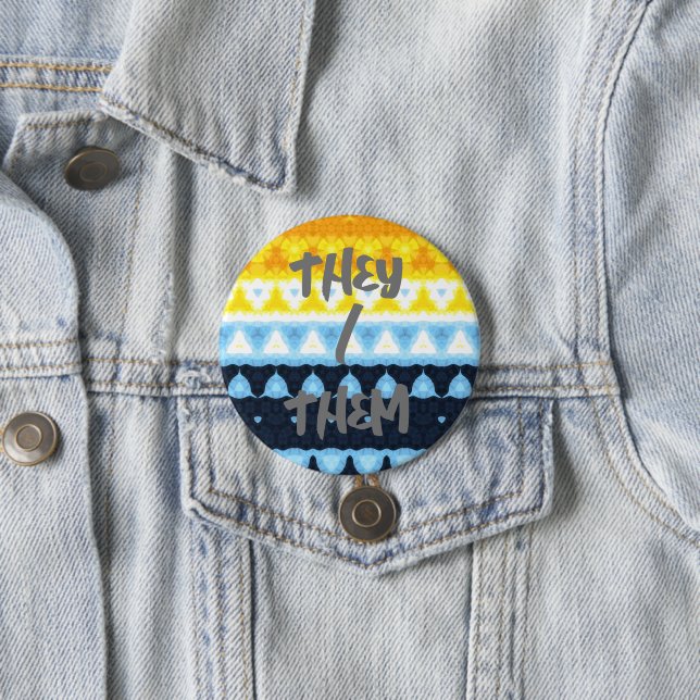 Badge Rond 7,6 Cm Drapeau de fierté Boho Groovy Géométrique Abstrait (En situation)