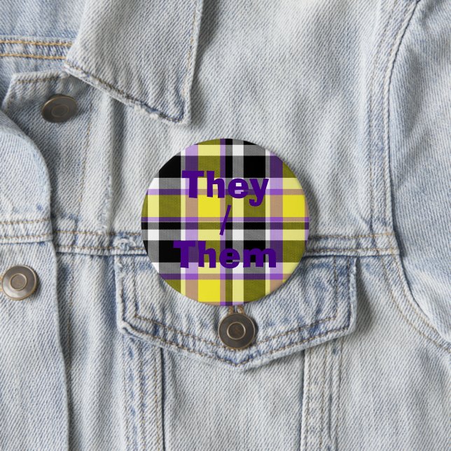 Badge Rond 7,6 Cm Drapeau de fierté éclectique et décalé non binaire (En situation)