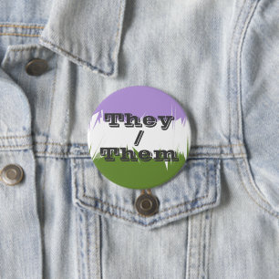 Badge Rond 7,6 Cm Drapeau de fierté Genderqueer personnalisable avec