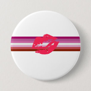 Badge Rond 7,6 Cm Drapeau de fierté lesbienne au rouge à lèvres