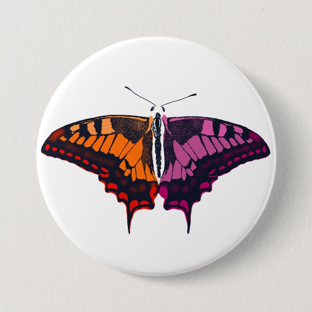 Badge Rond 7,6 Cm Drapeau de fierté lesbienne Swallowtail Butterfly (Devant)