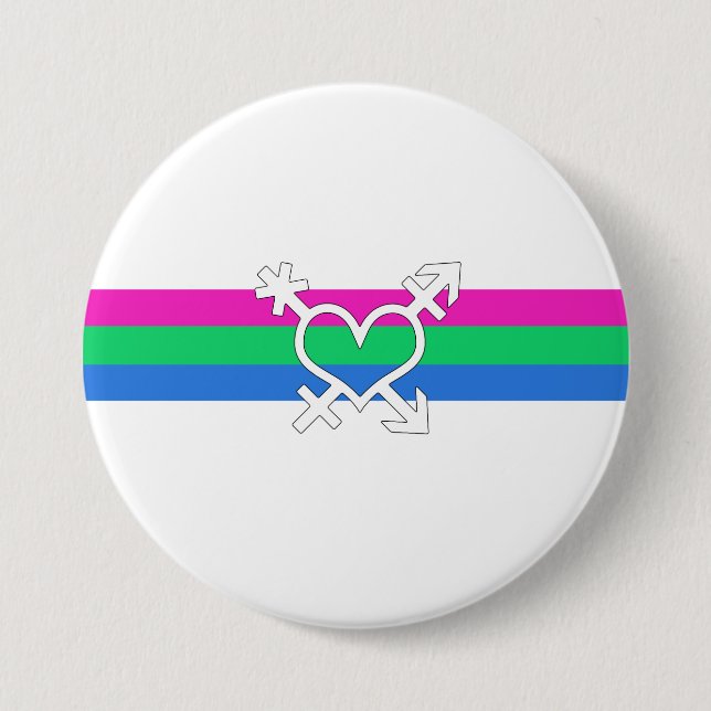 Badge Rond 7,6 Cm Drapeau de fierté polysexuelle (Devant)