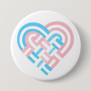 Badge Rond 7,6 Cm Drapeau de fierté transgenre Cœur Tissé Rose Bleu