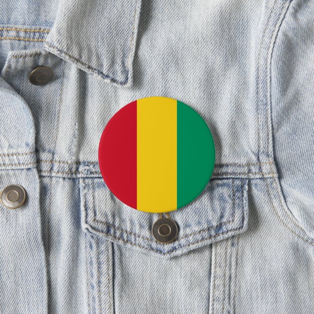 Badge Rond 7,6 Cm Drapeau de Guinée (En situation)
